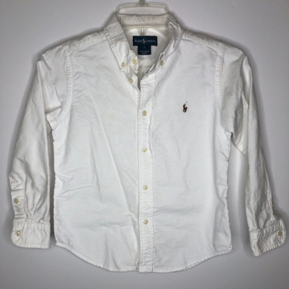 Ralph Lauren Shirt Boys White Long Sleeve Size 7